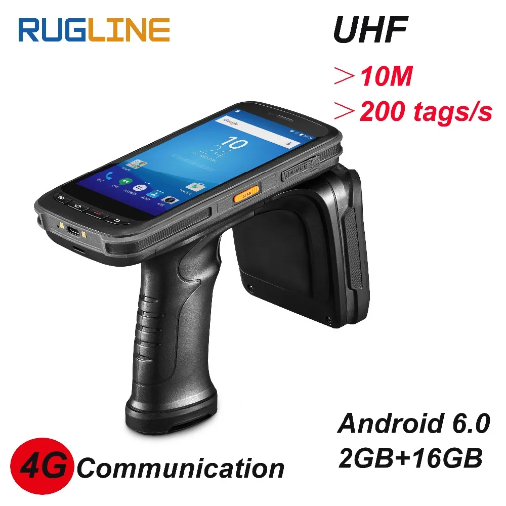  Android 6.0 PDF417 Barcode Scanner Long distance tag reading 10M UHF RFID reader 4G Handheld PDA co