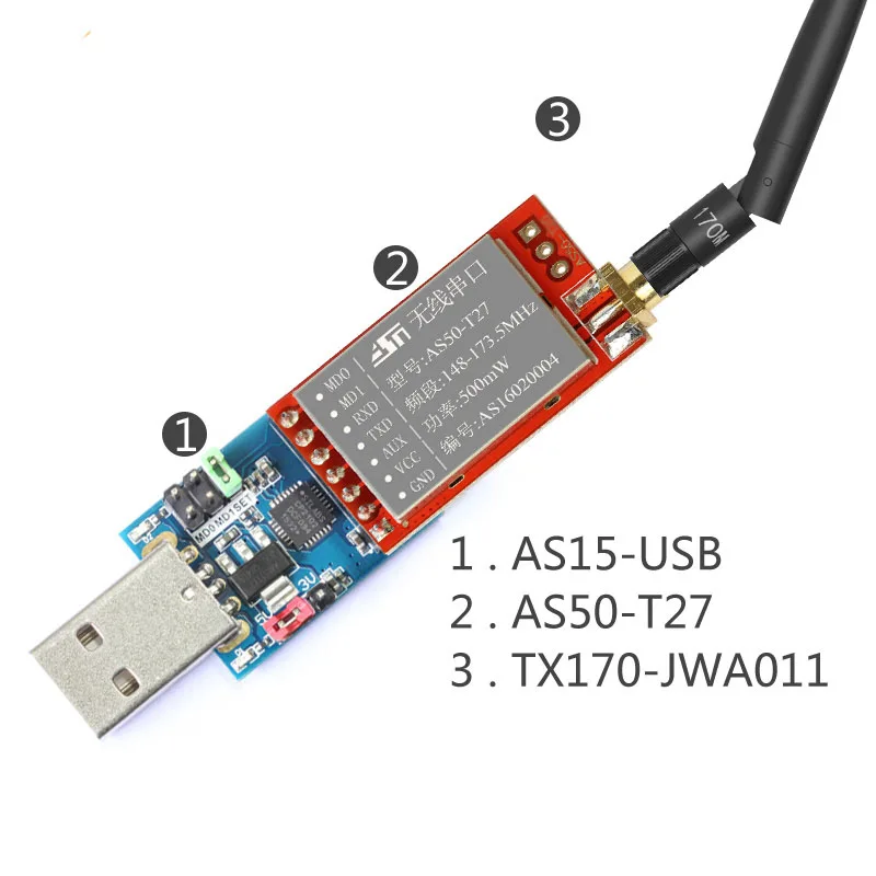170Mhz SI4463 Wireless Modules 500mW 5000-meter Wireless Serial Communication UART Module WOR Ultra Low Power Consumption