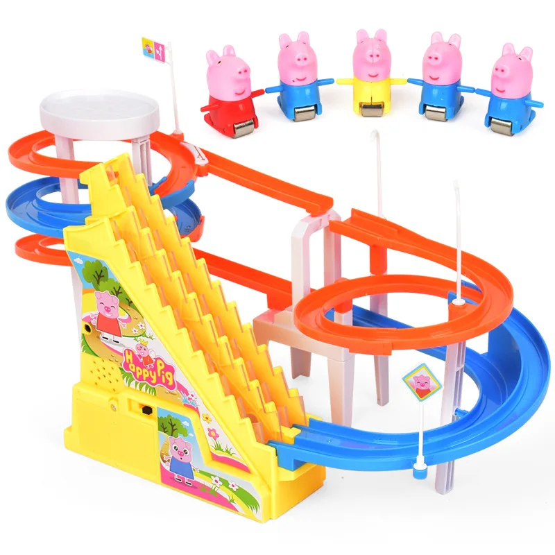 

Peppa pig educational toys electric music track ladder slide plastic toys children play house gift birthday gift