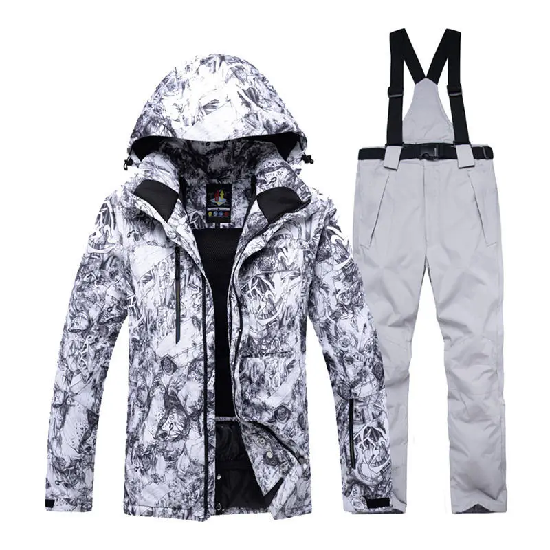 

-30 High Quality Men Ski suit sets professional Snowboarding clothing Waterproof windproof winter costumes Snow jacket bibs pant