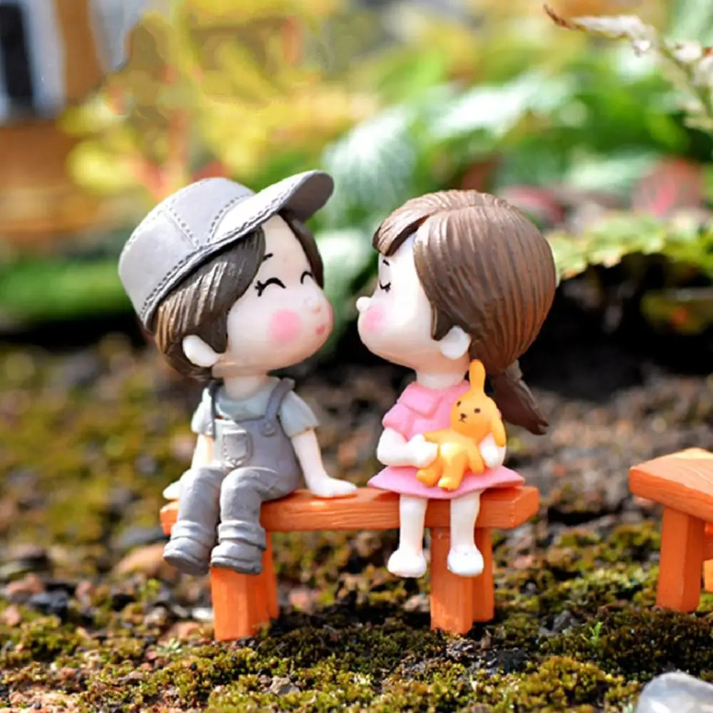 

HOT SALE! 3Pcs/Set Lovers Chair Miniature Landscape DIY Ornament Garden Dollhouse Decor