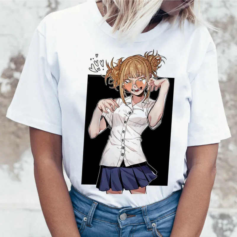 New Female Cartoon T Shirt Women Harajuku Boku No Hero Academia Anime T-shirt Senpai Funny Tshirt Hentai Himiko Toga Top Tees - Color: 1107