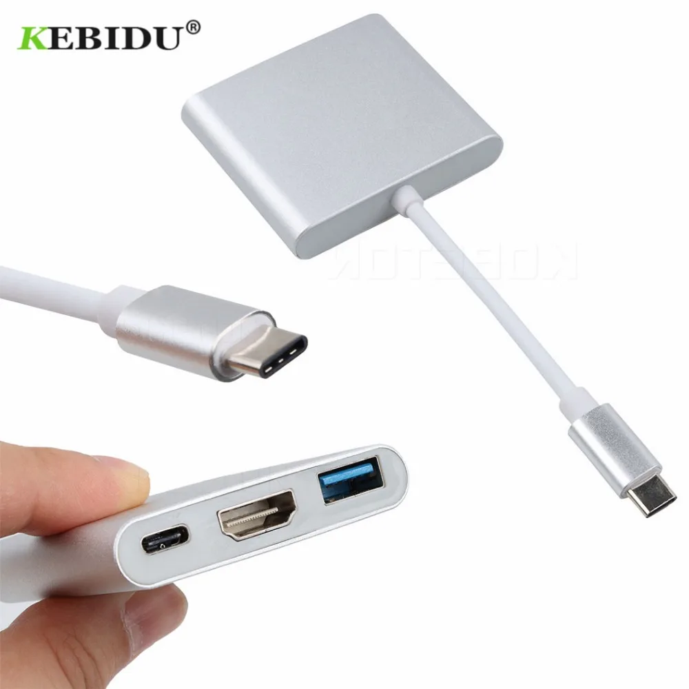 

kebidu Type C To HDMI USB 3.0 Charging Adapter Converter USB-C 3.1 Hub Adapter for Mac Air Pro Huawei Mate10 Samsung S8 Plus New