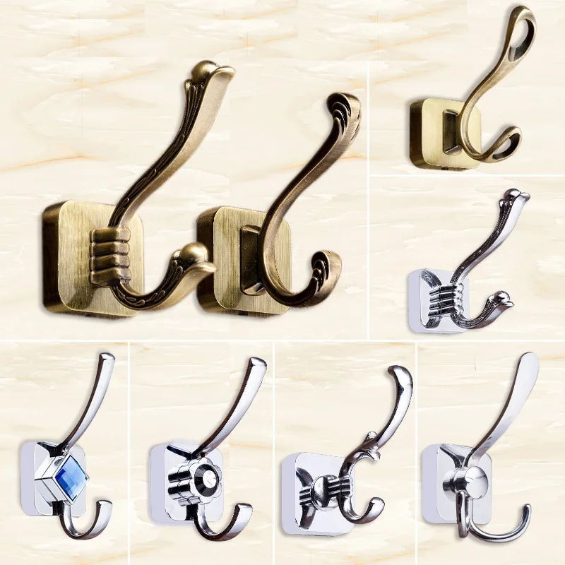 2pcs/lot Zinc Wall Mount Coat Hat Square Base Hook Wardrobe Robe Hanger