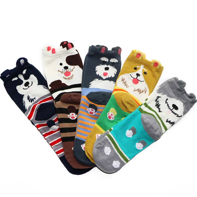 1/2/3pairs Cute Animal Socks for Women Men 3D Ears Dog Socks with Print Art Socks Winter Autumn Kawaii Socks Warm Sokken Meias