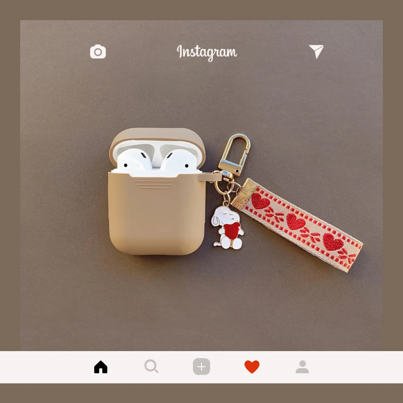 

New Heart Dog Silicone Case for Apple Airpods 1 2 Accessories Case Protective Cover Bag Box Earphone Case Keychain