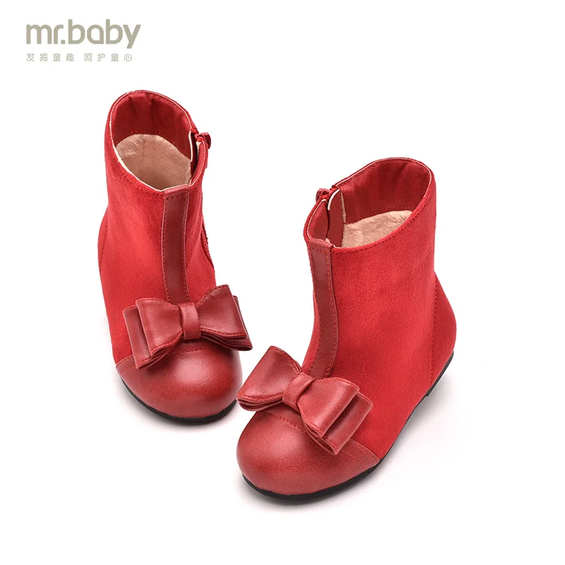 

Mr.baby winter new elegant cute double bowknot girls fashion boots