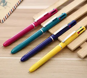 

4 color multicolor ballpoint pen korea ball roller pen stationery prize office ballpoint pen office writing supplies 48pc/lot