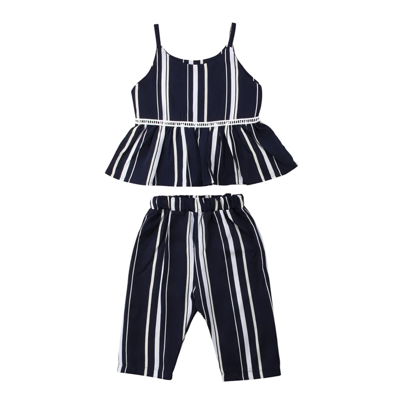 

2Pcs Kids Baby Girls clothes Summer Set Girl Striped Outfits top Vest + Shorts pants Clothes set Summer wear Girl Clothing Set