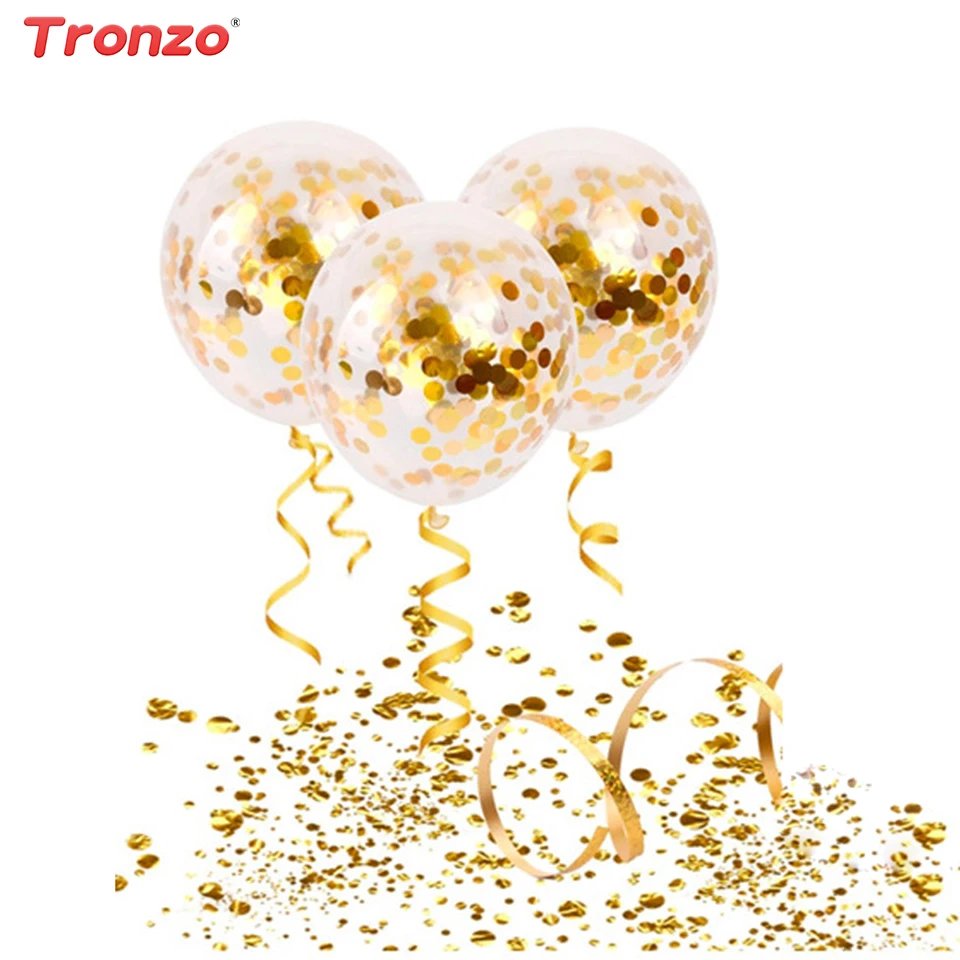 

Tronzo 12Inch Multicolor Confetti Balloons For Wedding Party Events DIY Decoration Clear Latex Air Balon Supplies
