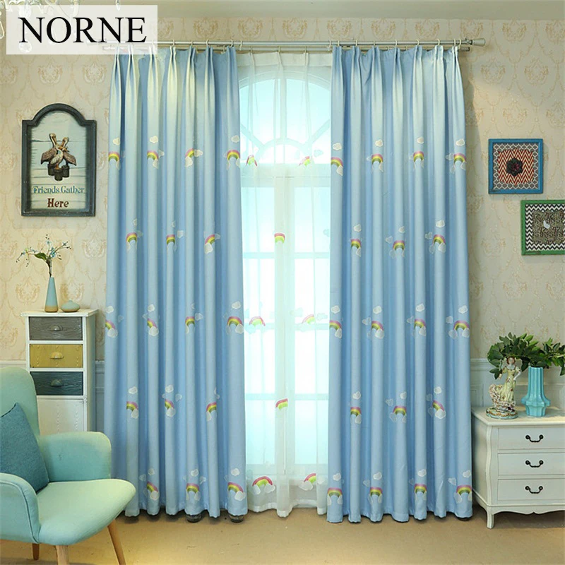 

NORNE Modern Embroidered Rainbow Window Treatment Black Out Curtains Drapes for Bedroom Living Room Kitchen Door Blinds Curtain