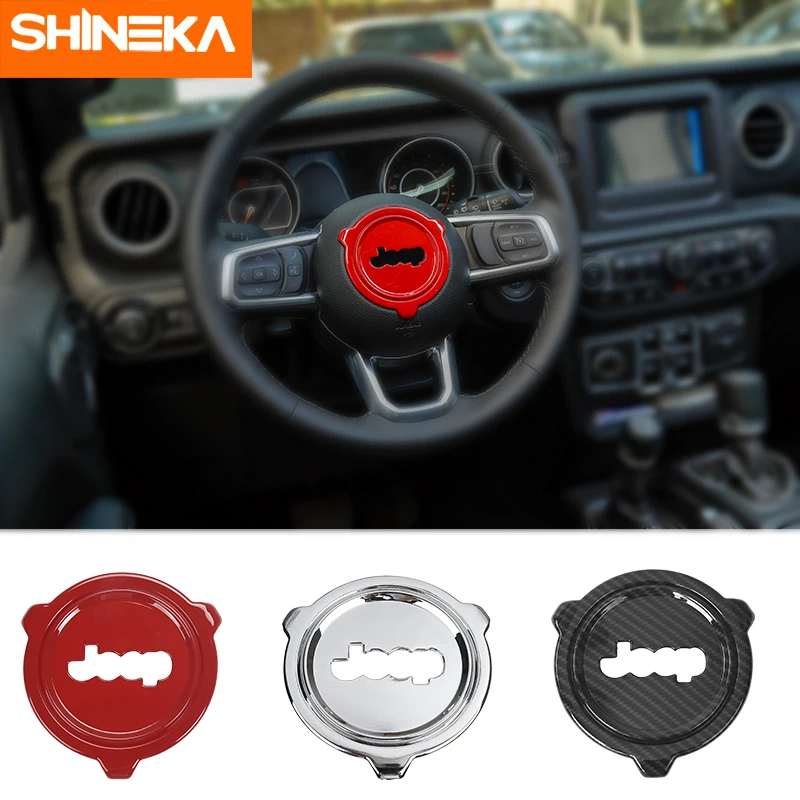 SHINEKA красный углеродного волокна ABS наклейка для Jeep Wrangler JL JLU Sahara Rubicon+ рулевая колесная наклейка
