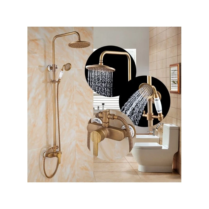 Shower Faucets Antique Finish Bathroom Faucet Brass Bath Rainfall With