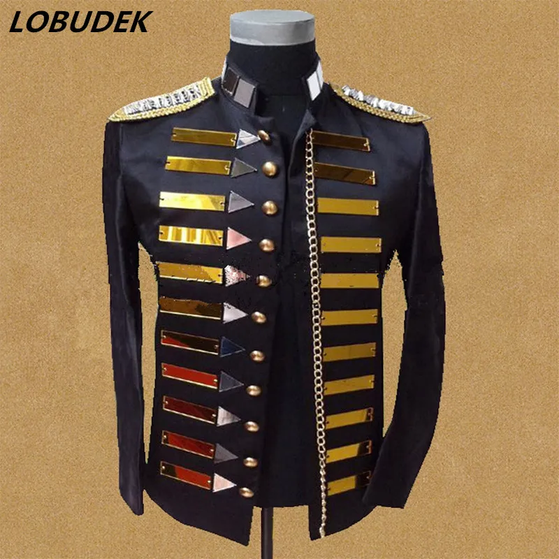 Buy male black mirror jacket blazer jacket male