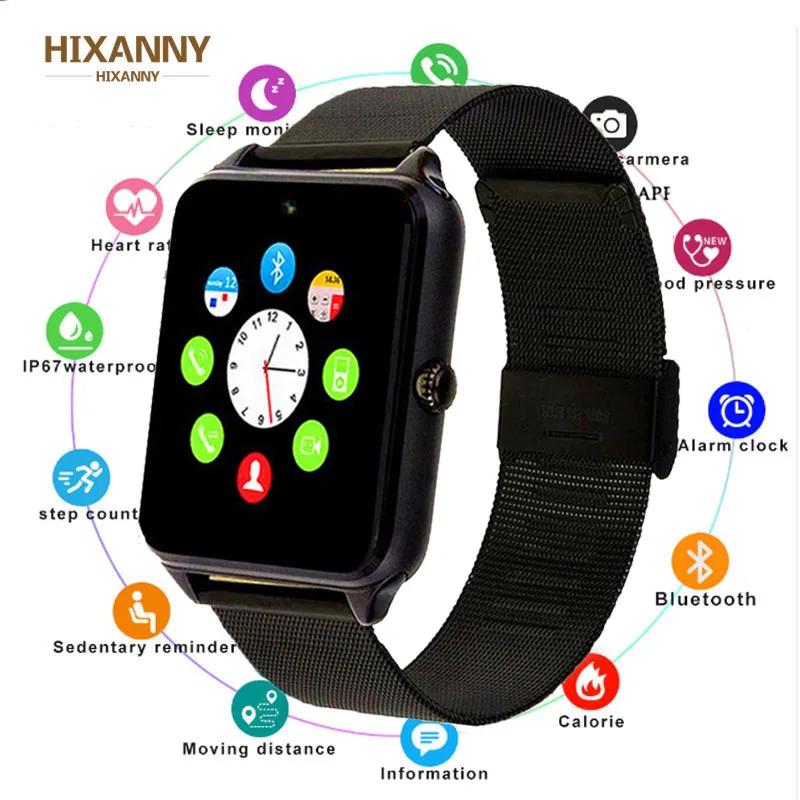 

New Fashion Smart Watch Metal Strap Bluetooth Men Wrist Smartwatch Support Sim TF Card Android&IOS Watch Multi-languages PK S8