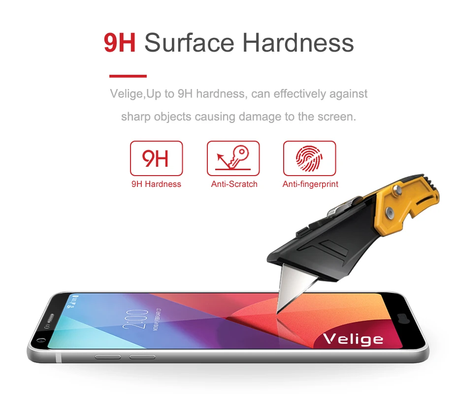 2 Pack Velige Tempered Glass Screen Protector For LG G6 G 6 LGG6 Full Cover Easy Installation Real 2.5D 9H Glass Flim (10)