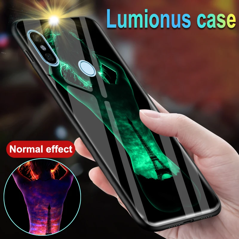 

Luminous Glass Case For Xiaomi Redmi 5 Plus 5.99" 5A 6A S2 Sexy Girl Glowing Shining Case Cover For Redmi 6 Pro Mi A2 Lite
