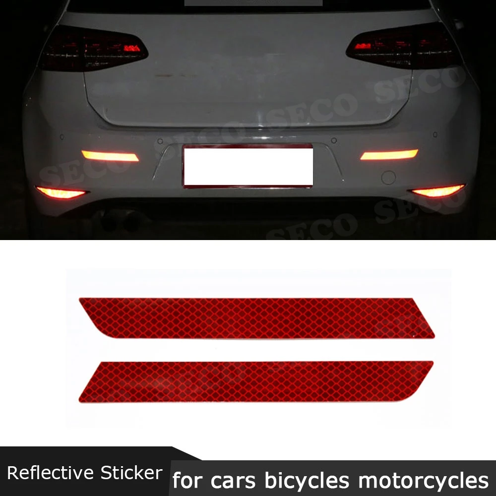 

2Pcs Reflective Warning Strip Tape Bumper Reflective Strips Body Trunk Reflector Stickers Decals For Cars Bicycles Motorcycles