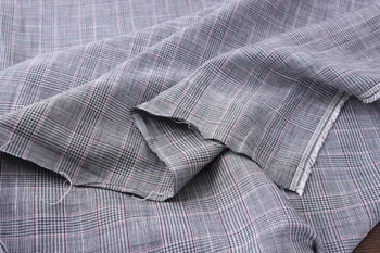 

Leisure large Lattice Yarn-dyed Lattice Flax fabric