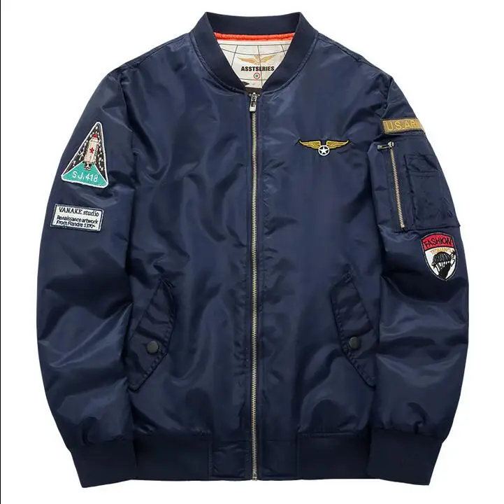 

2018 new Flight jacke Air Force 1 Army Wind MA1 Pilot Jacket Fashion Casual Big Size Fat Baseball Service Army Green Male Jacket