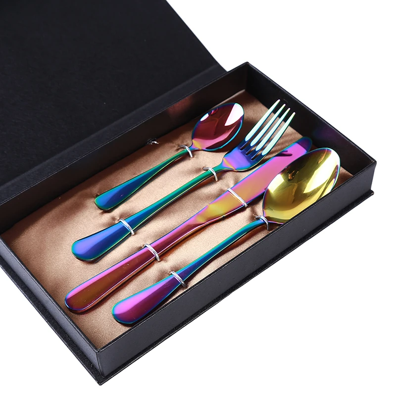 Exquisite 4Pcs/Set Reusable Stainless Steel Cutlery Set Fashion Rose Gold Tableware Set Gold Silver Knife Dinner Cutlery Package Exquisite 4Pcs/Set Reusable Stainless Steel Cutlery Set Fashion Rose Gold Tableware Set Gold Silver Knife Dinner Cutlery Package