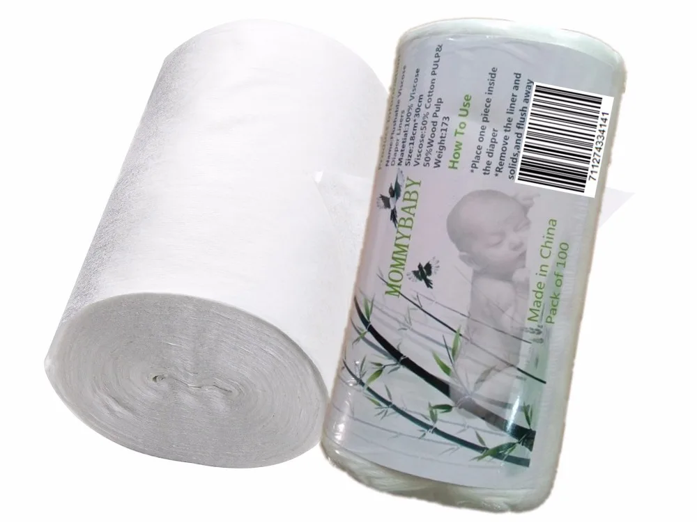 Немного 3 шт. ткань пеленки детские биоразлагаемых смываемым вискоза подгузник вкладыши 100 листов в рулоне для ткань пеленки