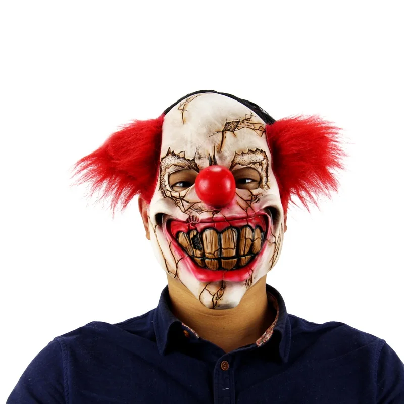 

Halloween Mask Scary Clown Latex Full Face Mask Big Mouth Red Hair Nose Cosplay Horror masquerade mask Ghost Party