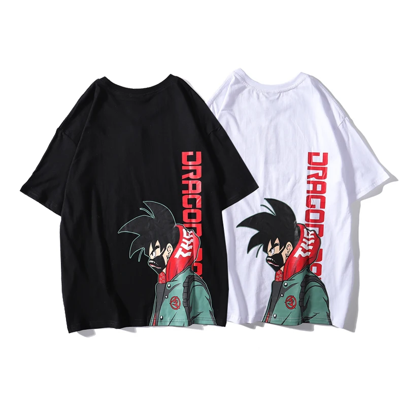

2019 Summer Brand Design Goku Print Hip Hop Short-sleeved Shirt Harajuku Cotton Band Wild Personality Fashion T-shirt Tee