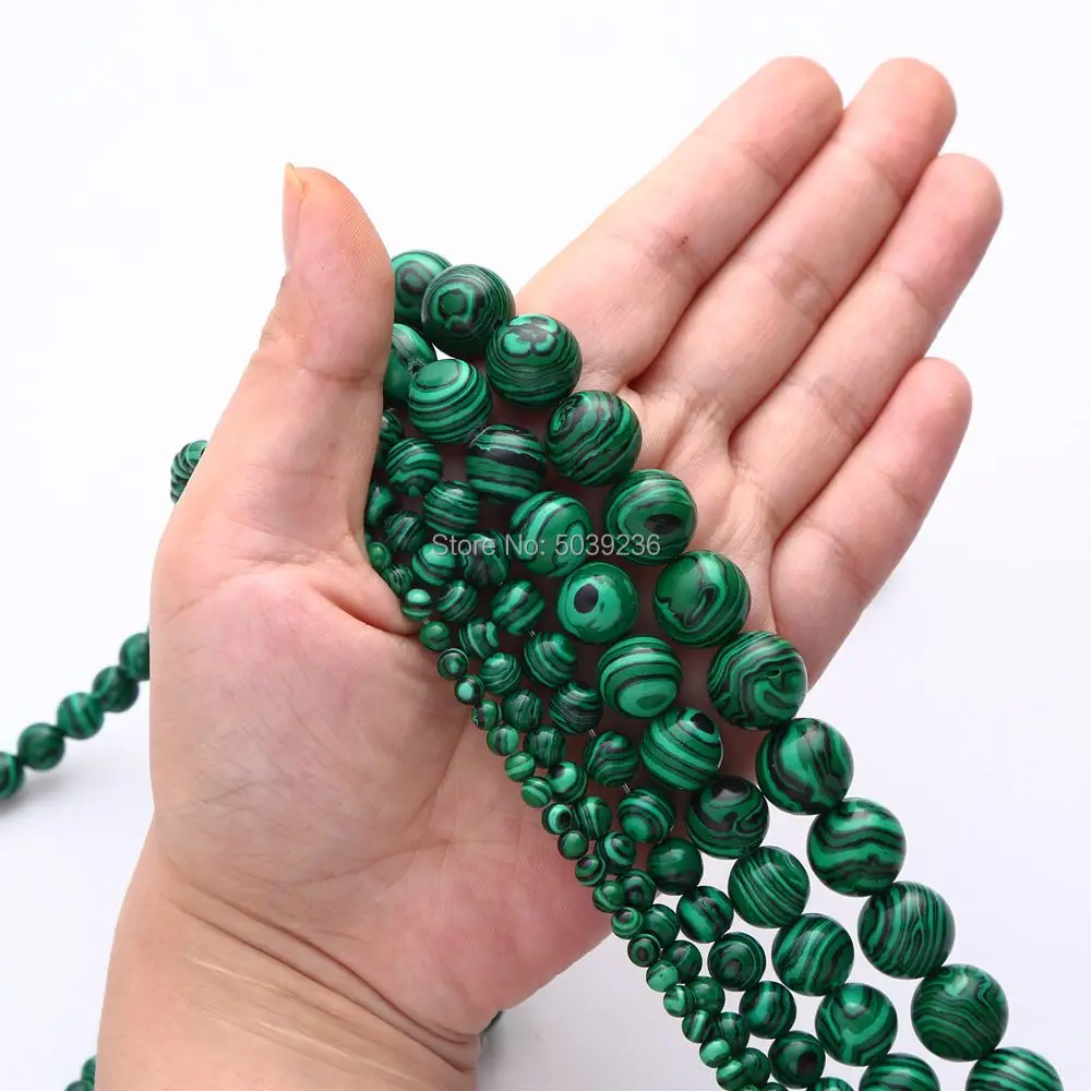Зеленый малахитовый бисер натуральный камень Бусины 4 6 8 10 12 мм для рукоделия ювелирных изделий