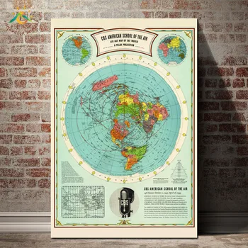 

Flat Earth Map School Of The Air Nordic Poster Nature Wall Art Canvas Prints Painting Decoration Pictures Home Decoration