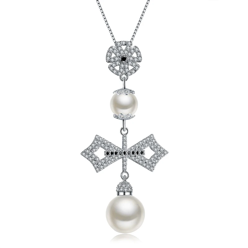 

AAA Quality Unique Design Pearl Necklace Fashion Flower Shape Cubic Zirconia Necklace for Women