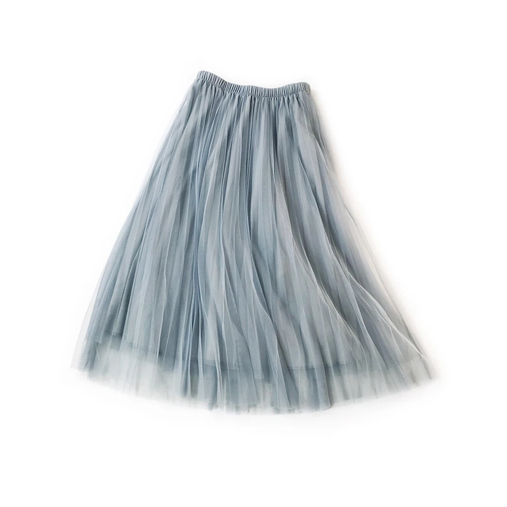 Однотонные эластичные юбки с высокой талией, сетчатые Плиссированные Миди юбки, женские летние газовые юбки, женские весенние повседневные пляжный длинный макси