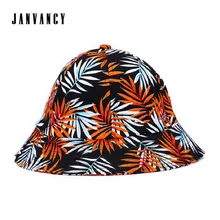 Хлопковая купольная шляпа-ведро для женщин и мужчин Campaniform пляжная шляпа от солнца Складная шапка для путешествий с узором в виде листьев рыбака Плайя Боба