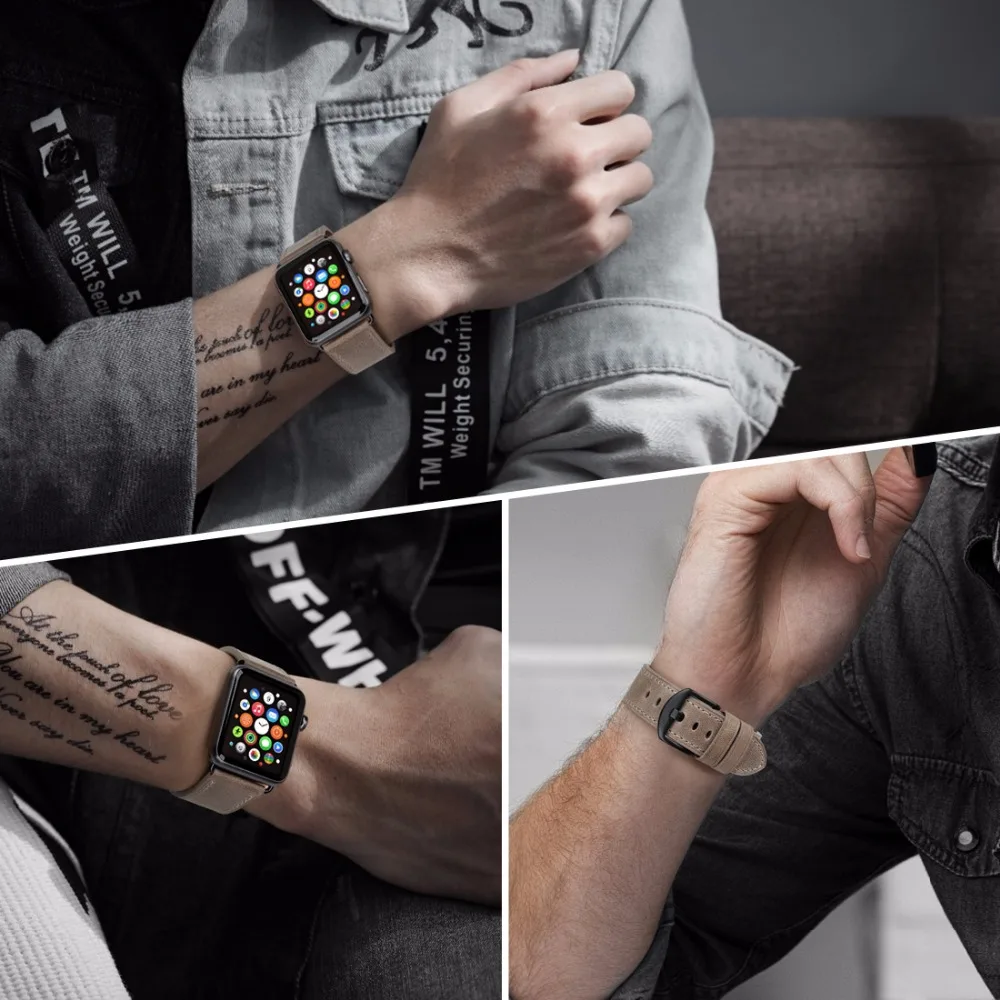 Ремешок из натуральной кожи для Apple Watch Band 44 мм 42 40 38 Series 6 5 4 3 2 1|Ремешки часов| |