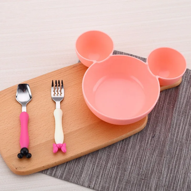 Новинка года ребенок Кормление младенца чаша тарелки для фруктов Детские Модные набор посуды - Цвет: Розовый
