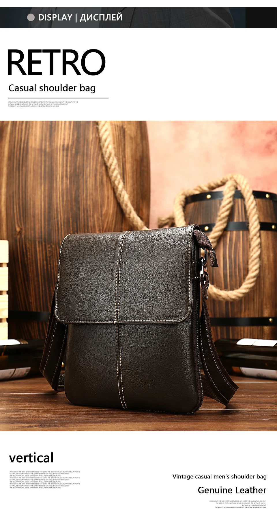 5 Men's Genuine Leather Shoulder Bag Cover & Zipper Leather Crossbody Bags for Men Messenger Bag Men Shoulder Bags Male Flap
