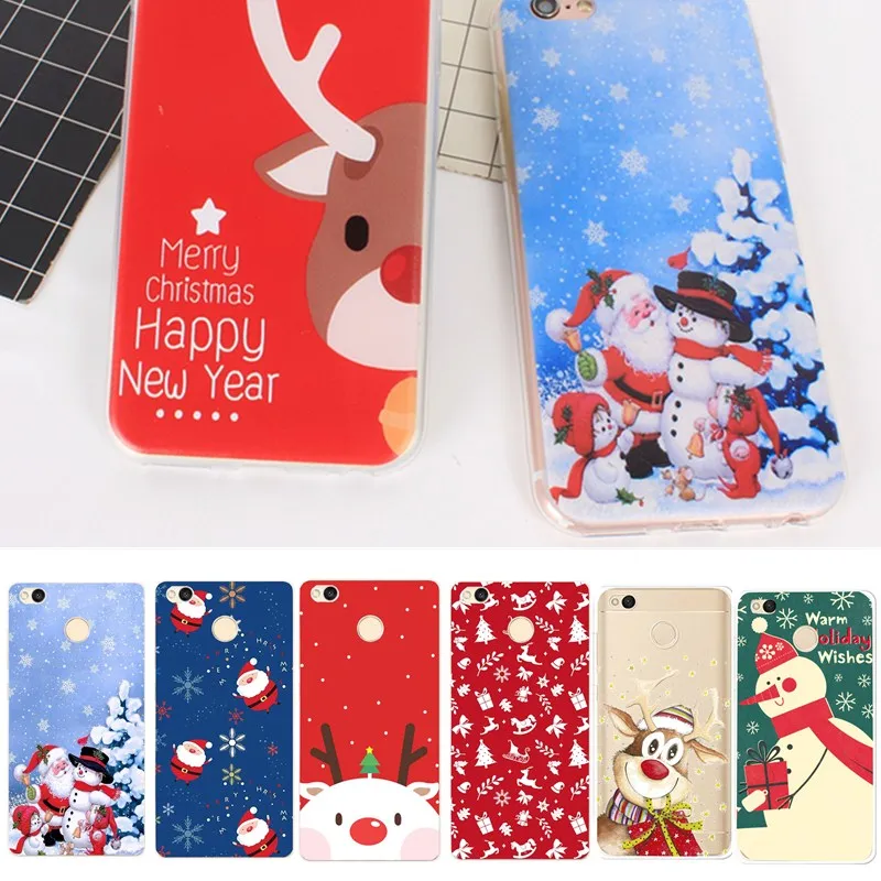 

Merry Christmas Case For Xiaomi Redmi 4X 4A Note 4 Note 5 Pro 5 Plus Silicone Elk Snowman Cover For Xiomi redmi Note 5A Mi a1 5x