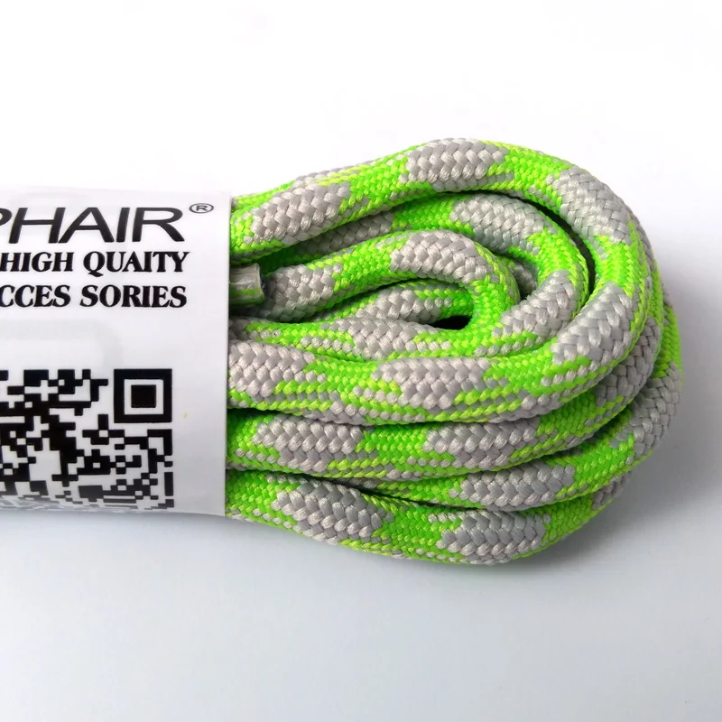 JUP 1-50 Pairs Gray Fluorescent Green Round Sport Shoe Laces Non-slip Outdoor Hiking Sneaker Shoelace Skate Bootlace String Rope