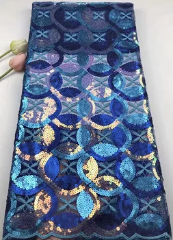 

Hot sale 5yards embroidered african french lace fabric with sequins african lace fabric high quality nigerian lace fabric HS183
