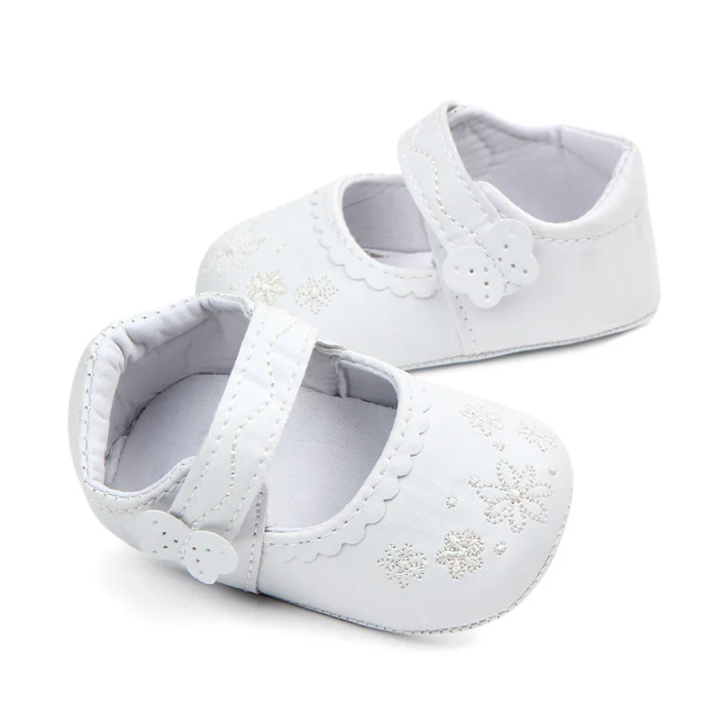 Baby First Walker Shoes Baby Girl Solid Color Embroidery Toddler Shoes Fashion Baby Toddler Shoes for 0-12 Months