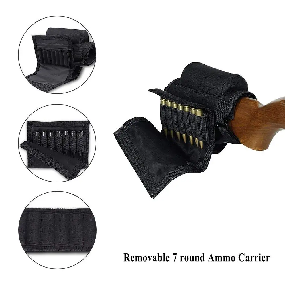 Rifle shotgun Tactical Buttstock Cheek Rest Shooting Pad Ammo case Holder Pouch 