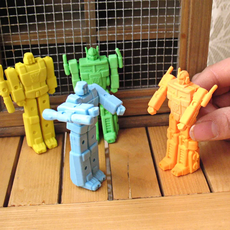 4pcs/lot Removable Toys Eraser Robot Shape Pencil Eraser Cartoon Cute