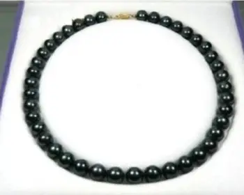 

BEAUTIFUL 9-10MM TAHITIAN NATURAL BLACK PEARL NECKLACE 18inch 36" YELLOW CLASP
