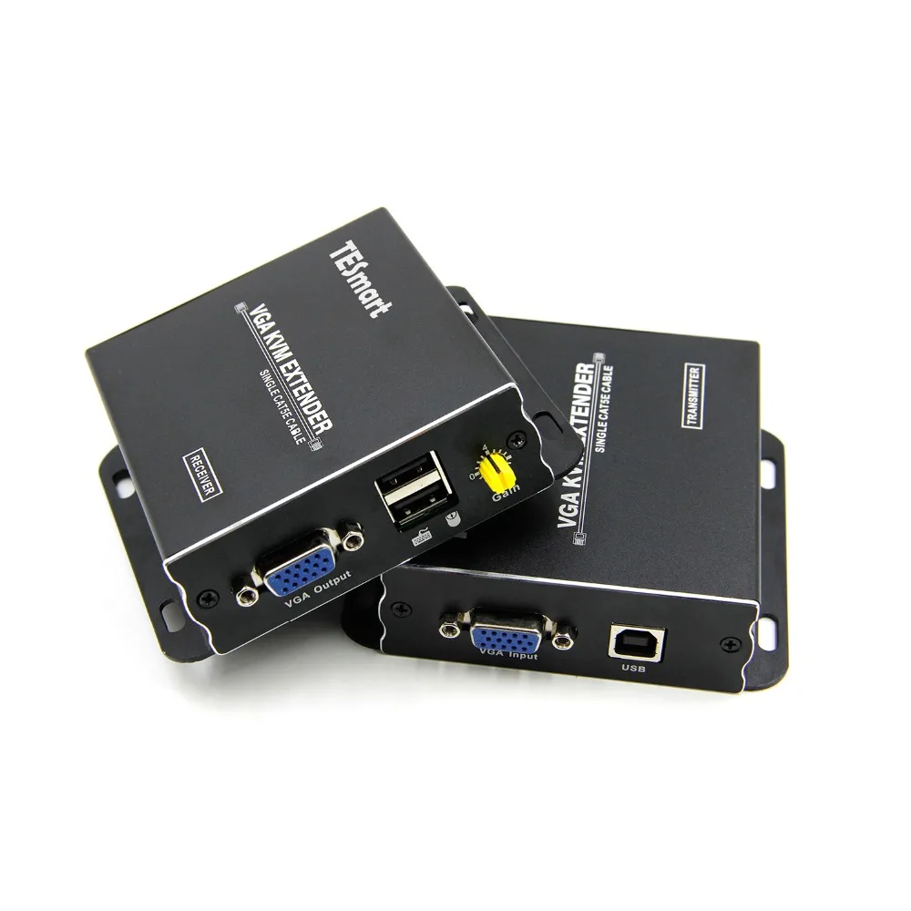 VGA KVM удлинитель 300m KVM VGA удлинитель USB2.0 до 1080P 60Hz по CAT5e/6 IR удаленный DVR(один удлинитель отправителя+ один расширитель приемника