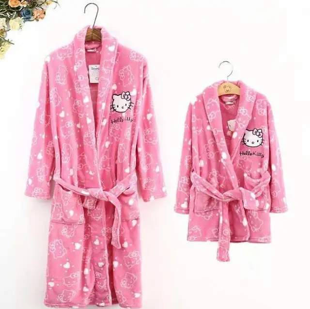 Spring Autumn Baby Soft Coral Fleece Bathrobe girls hello kitty