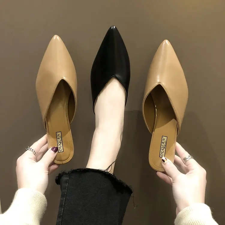 

Large Size 36-41 Women Slippers Low Heel Female Half Slipper Slip on Loafers Fashion Mule Shoes Casual Slides Work Shoes