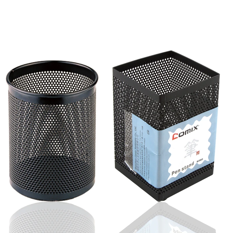 

Mesh Pen Holder - 4Pcs Metal Pen Organize Pencil Cup -Black Square and Round For Choose
