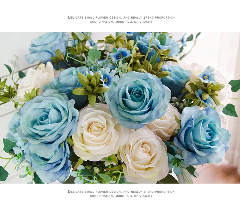 JAROWN Artificial silk French Rose Floral Bouquet Fake Flower Arrange Table Daisy Wedding Decor Party accessory Flores bouch (15)