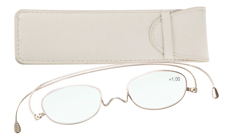 MEESHOW, титановые очки для чтения, женские и мужские очки, оправа, Бумажные очки, ультра тонкие очки, карманные золотые очки для чтения+ 2,0 - Цвет оправы: Gold