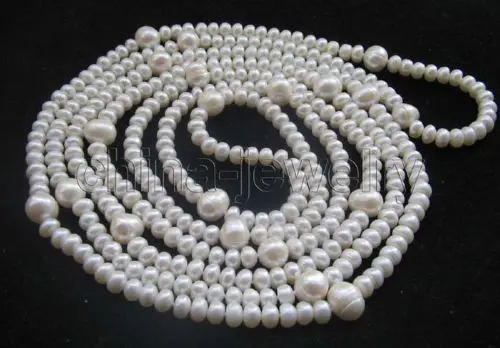 

Free Shipping >>> Beautiful long strand 84 " 8-13mm natural white freshwater pearl necklace